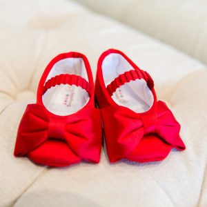 Red Satin Bow Baby Shoes